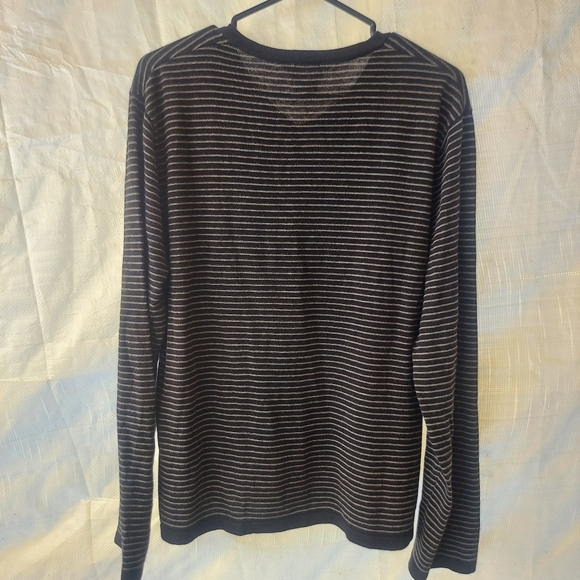 Striped V-neck Sweater black gray grey size L - Picture 4 of 4